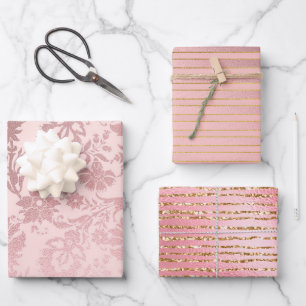 Feuille De Papier Cadeau Elégant Pink Gold Glam Luxe