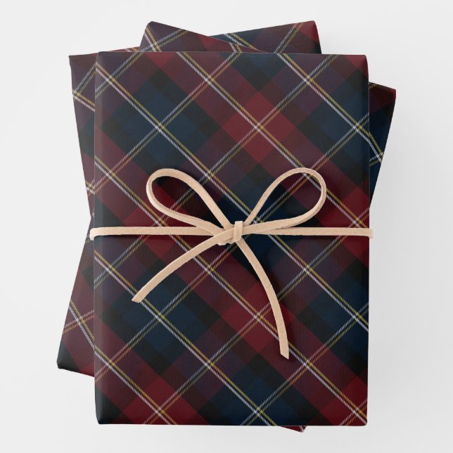 Feuille De Papier Cadeau Élégant Plaid de Noël Classique (En situation)