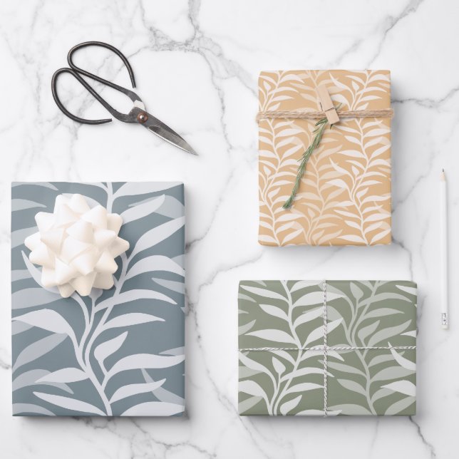 Feuille De Papier Cadeau Elegant Plant Silhouettes in Flow (Recto)