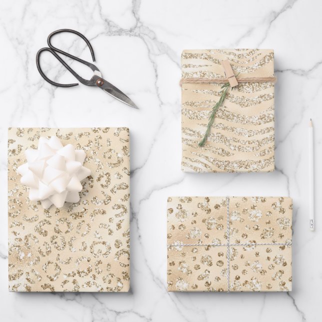 Feuille De Papier Cadeau Élégant Poster de animal Champagne Motifs (Recto)