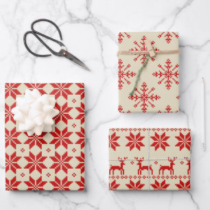 Feuille De Papier Cadeau Élegant pull Christmas tricoté Noël rétro