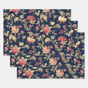 Feuille De Papier Cadeau Élégant Rose floral Vintage