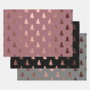 Feuille De Papier Cadeau Élégant Rose Gold motif de Noël