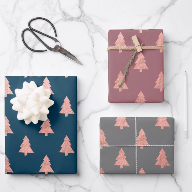 Feuille De Papier Cadeau Élégant Rose Gold motif de Noël (Recto)