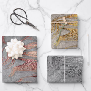 Feuille De Papier Cadeau Elégant rose or or or marbre