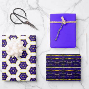 Feuille De Papier Cadeau Élégant Royal violet et or