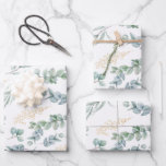 Feuille De Papier Cadeau Elégant Sage Green Botanical Greenery Berries Or<br><div class="desc">Ce papier d'emballage simple, mais élégant, apportera à vos cadeaux une touche spéciale. Il dispose d'une palette de couleurs neutres, sauge vert et blanc avec une aquarelle de feuilles d'eucalyptus finement détaillée et des baies de parties scintillant en faux or pour créer un look chic Boho élégant. Conçu dans le...</div>