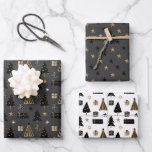 Feuille De Papier Cadeau Élégant Scandi Christmas Gold & Black Wrapping Pap<br><div class="desc">Cette collection de papier d'emballage présente de beaux modèles de Noël dorés et noirs classiques. Parfait pour ajouter une touche de classe à vos cadeaux de vacances. Pour lui, pour elle, pour vos clients. Belle, moderne et chic. Un emballage cadeau intemporel pour vous donner ce look de Noël traditionnel. Décorez...</div>