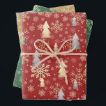 Feuille De Papier Cadeau Élégant Snowflakes Gold & Silver Christmas Tree<br><div class="desc">Motif de Noël moderne en faux argent et or.</div>