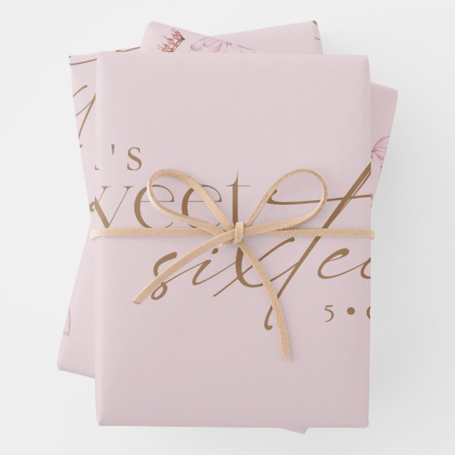 Feuille De Papier Cadeau Elegant Sweet 16 Blush Pink Birthday  (En situation)