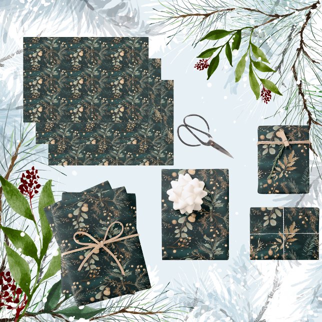 Feuille De Papier Cadeau Élégant vert botanique (Wrap your gifts with our Elegant  Green Botanical Wrapping Paper!)