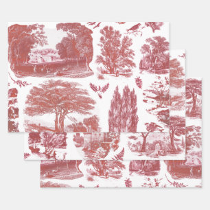 Feuille De Papier Cadeau Elégant Vintage Bleu Pays Toile Pastorale 3