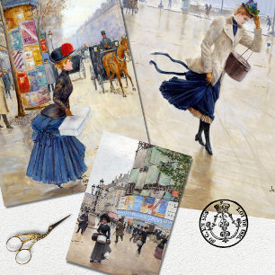 Feuille De Papier Cadeau Élégant Vintage Femme Française de Paris Découpage