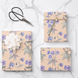 Feuille De Papier Cadeau Élégant violet floral Baby shower d'anniversaire