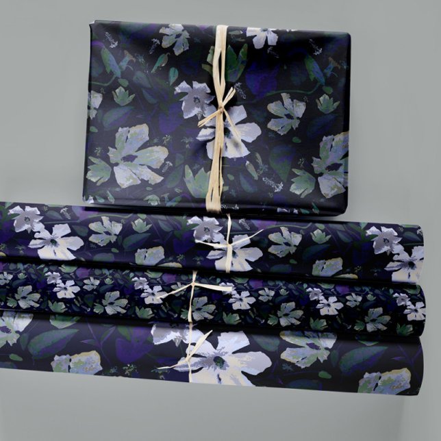 Feuille De Papier Cadeau Élégant violet vert Floral Découpage cadeau (Elegant Purple Green Floral Pattern Wrapping Paper Sheets from Jenn Steffen for Studio Posies. )