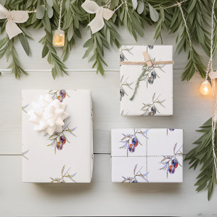 Feuille De Papier Cadeau Elégante aquarelle Branche d'olive
