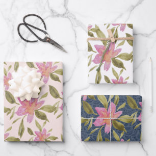 Feuille De Papier Cadeau Elégante aquarelle florale Boho peinte à la main