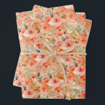 Feuille De Papier Cadeau Elégante aquarelle orange florale<br><div class="desc">Un collage d'élégantes fleurs d'aquarelle orange et d'élégants feuilles accentuent ces feuilles de papier d'emballage. CORRESPONDRE des articles dans notre magasin.</div>