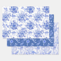 Elégante Chinoiserie Bleue Blanc Porcelaine Floral