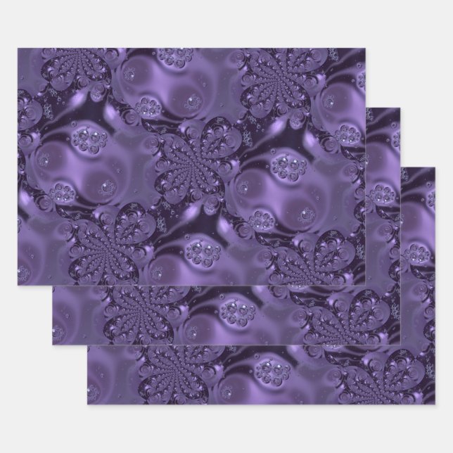 Feuille De Papier Cadeau Élégante étincelle Royale Purple Liquide (Lot)