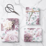 Feuille De Papier Cadeau Elégante Fleurs de Mauve et Motif botanique Feuill<br><div class="desc">Papiers d'emballage fleuris mauve botanique</div>