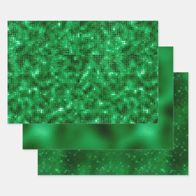 Feuille De Papier Cadeau Élégante huile verte (Lot)