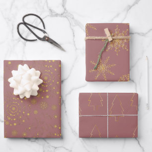 Feuille De Papier Cadeau Élégante Marsala Motif d'or de la Couronne de Ma