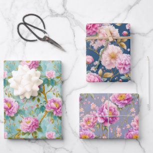 Feuille De Papier Cadeau Élégante pivoines Floral Cadeau