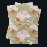 Feuille De Papier Cadeau Élégants palmiers secs et anthurium<br><div class="desc">Élégants anthuriums blancs,  feuilles de palmier sèches et fleurs roses,  ce papier d'emballage est parfait pour toute occasion de don de cadeaux - parfait pour les mariages,  les enterrements de vie de jeune fille,  les anniversaires et les baby showers.</div>