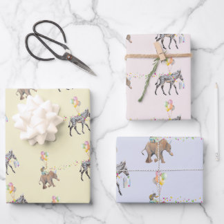 Feuille De Papier Cadeau Éléphant balloon Party Cadeaupapier Vellen Set