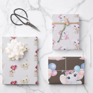 Feuille De Papier Cadeau Eléphant Bébé mignon