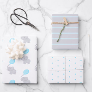 Feuille De Papier Cadeau Eléphant mignon avec ballon Baby Boy