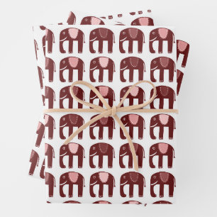 Feuille De Papier Cadeau Eléphant Motif mou Muet simple rose rouge cadeau