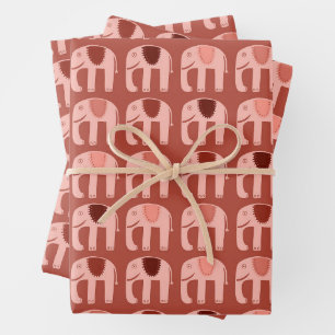 Feuille De Papier Cadeau Eléphant Motif mou Muet simple rose rouge cadeau