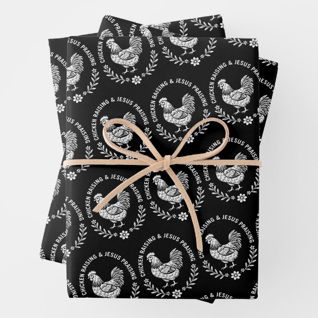 Feuille De Papier Cadeau Élevage de poulet et collecte de Jésus (En situation)