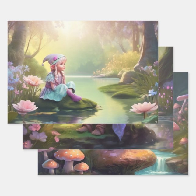 Feuille De Papier Cadeau Elf (Lot)