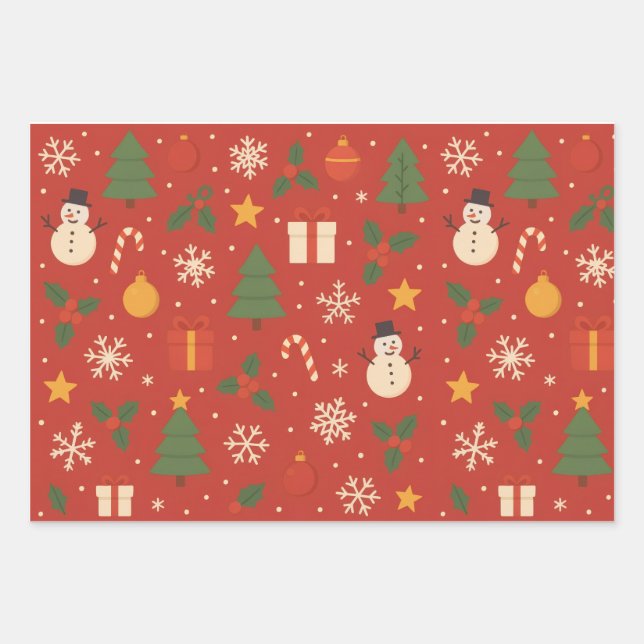 Feuille De Papier Cadeau Emballage classique de Noël joyeux (Devant)