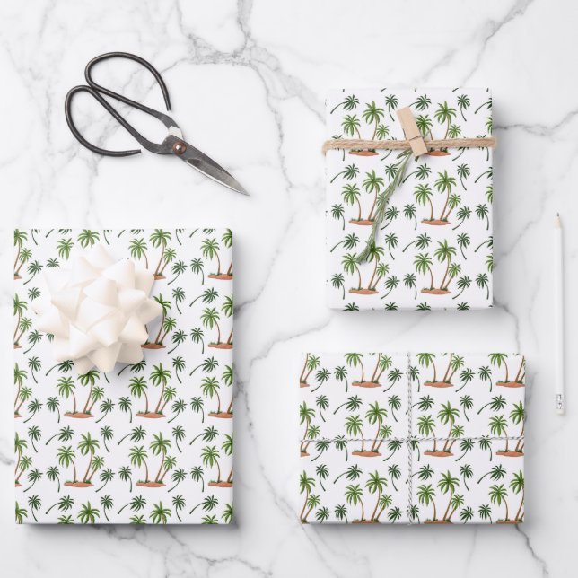 Feuille De Papier Cadeau Emballage - Palmiers (Recto)