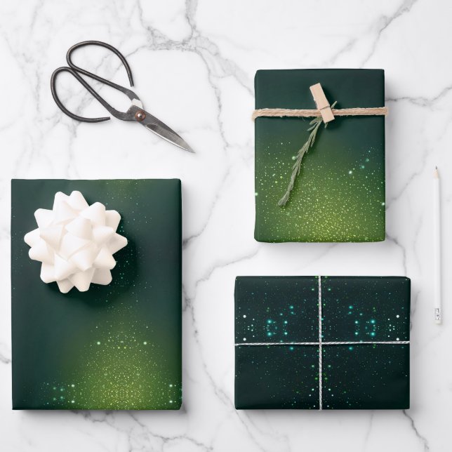 Feuille De Papier Cadeau Emballage vert avec arrosage (Recto)