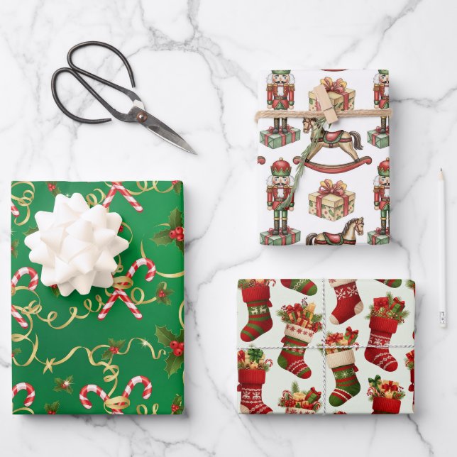 Feuille De Papier Cadeau Emballages de Noël  (Recto)