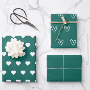 Feuille De Papier Cadeau Emerald Green Minimaliste Simple Coeur Élégant