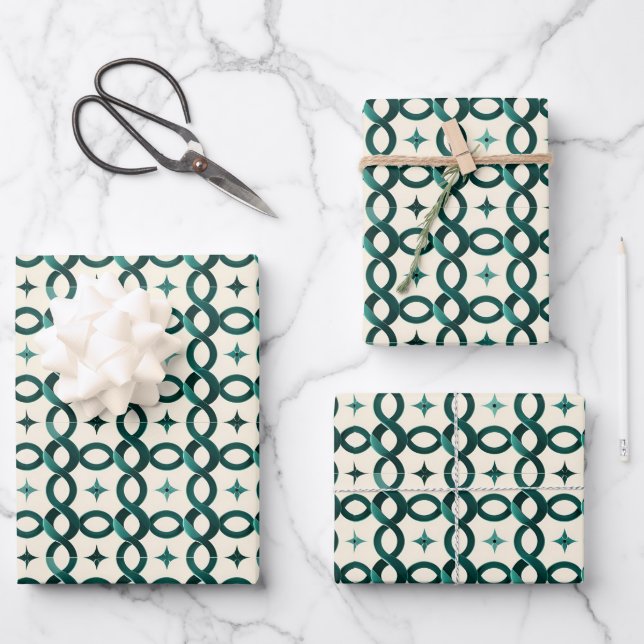 Feuille De Papier Cadeau Emerald Interlocking Circles Gift Wrap A Refined (Recto)