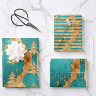 Feuille De Papier Cadeau Émeraude Brown Arbre de Noël