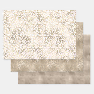 Feuille De Papier Cadeau Empreinte de léopard de bronze or