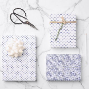Feuille De Papier Cadeau Empreinte de léopard de coeur de pois violets de f