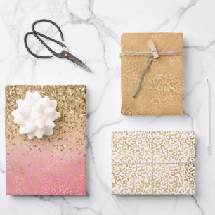 Feuille De Papier Cadeau Empreinte de léopard de Parties scintillant Girly