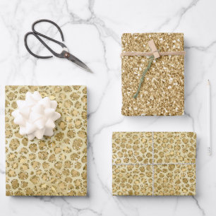 Feuille De Papier Cadeau Empreinte de léopard Glitzy Glam Gold Parties sci