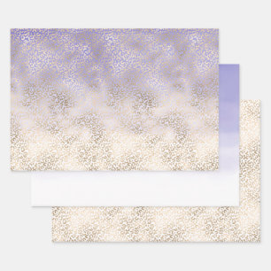Feuille De Papier Cadeau Empreinte de léopard Ombre or violet fille