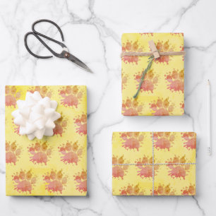 Feuille De Papier Cadeau Empreinte de patte de chien avec éclaboussure de p