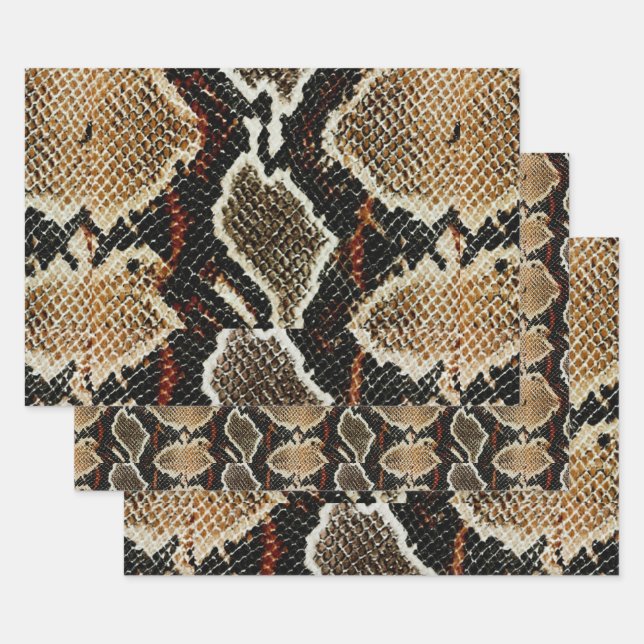 Feuille De Papier Cadeau empreinte de serpent noir beige poster de animal (Lot)